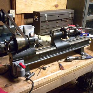 4NS Precision Hjorth Lathe with a collet closer and drilling tail stock.