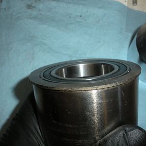Installed bearing in the bottom of the bull gear bearing sleeve. View one.