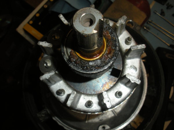 A view of the old gunked up bearing.