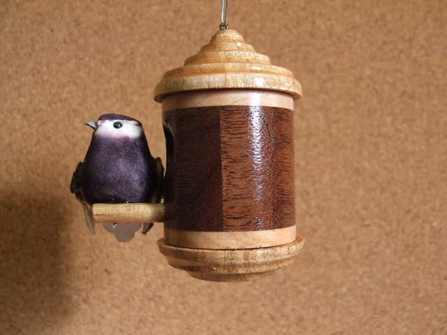 Birdhouse ornament. Maple & Walnut.