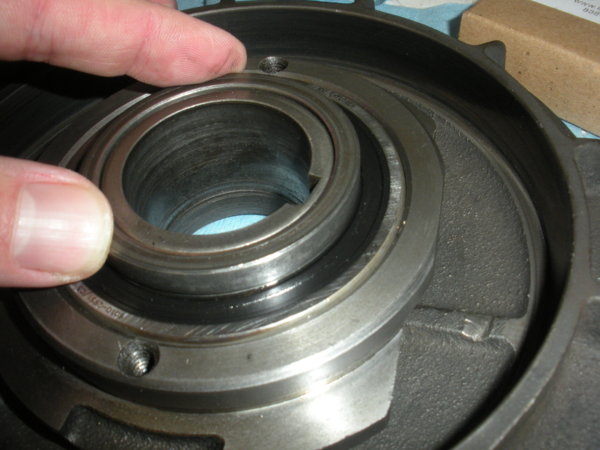Install the bearing spacer ring. It just slides into place. At this point you want to check and make sure the brake bearing cap spins without binding.