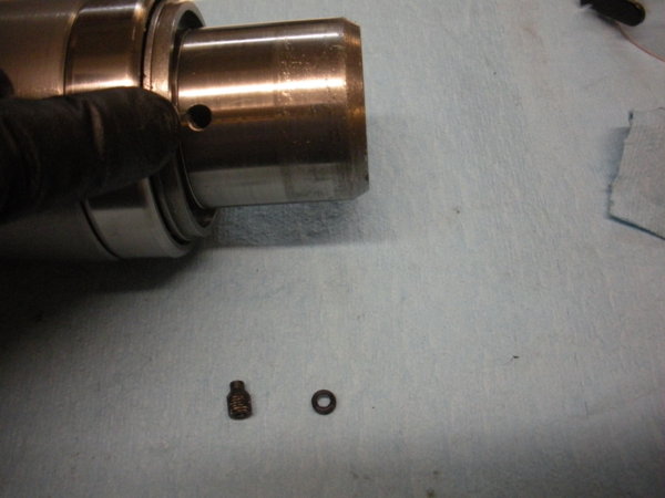 Last thing on the list is installing the R8 collet alignment screw. It's a double set screw as shown.