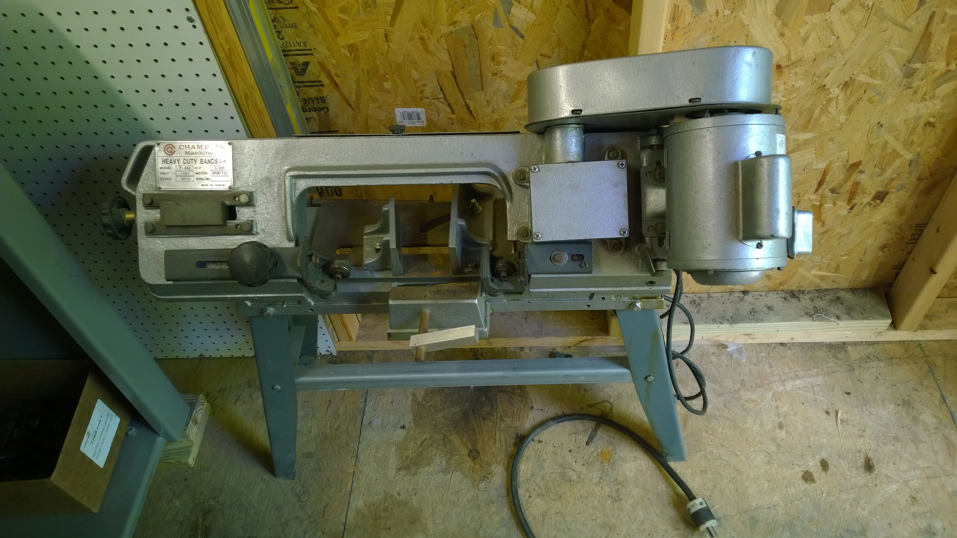 my band saw : found in an old barn so dirty you couldn't tell what it was supposed to be. It is about twenty years old. I rebuilt it and it is better than the new ones.