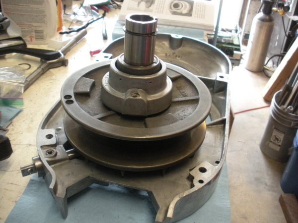 View two after installing the spindle pulley hub assembly.