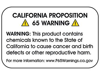 California Prop 65 Labels - Full Generic Warning, 2 3/8 x 1 1/2 S-23443
