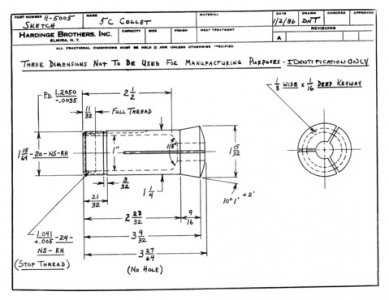 Here is a Hardinge drawing for the thread to use with 5C collets. 