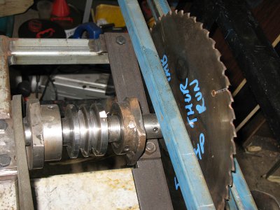 12. Top shaft with pulleys, blade and tube supports both side of blade IMG_0783.jpg