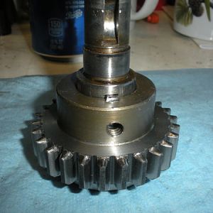 Lower part of the pinion gear shaft.