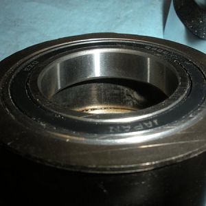 Installed bearing in the bottom of the bull gear bearing sleeve. View two.
