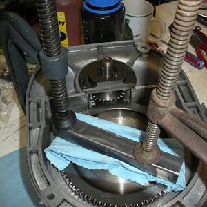 Next you need to clamp down the bull gear. This is to align the gear faces of the bull gear and the pinion gear.