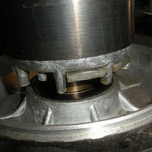 View of the rotor still sitting in the motor base plate.