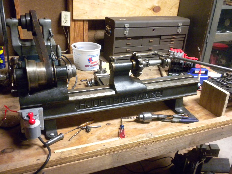 4NS Precision Hjorth Lathe with a collet closer and drilling tail stock.