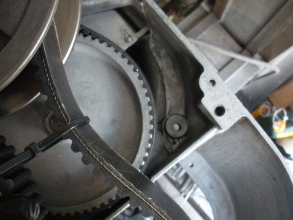 Another view of how the timing belt is installed. Looking down through the lower belt housing.