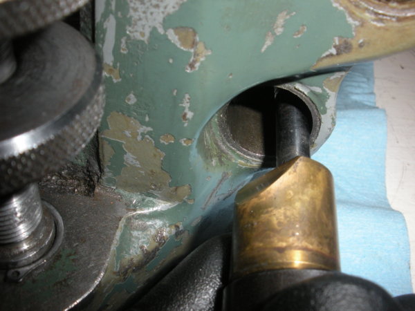 Insert the Lock bolt with the unthreaded locking shoe from the front. Showing how the shoe needs to be angled.