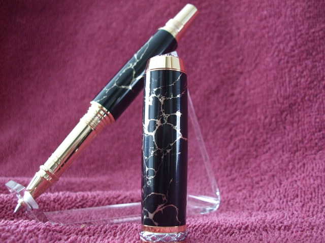 Love the look of this Triton style pen made with black & gold matrix poly resin.