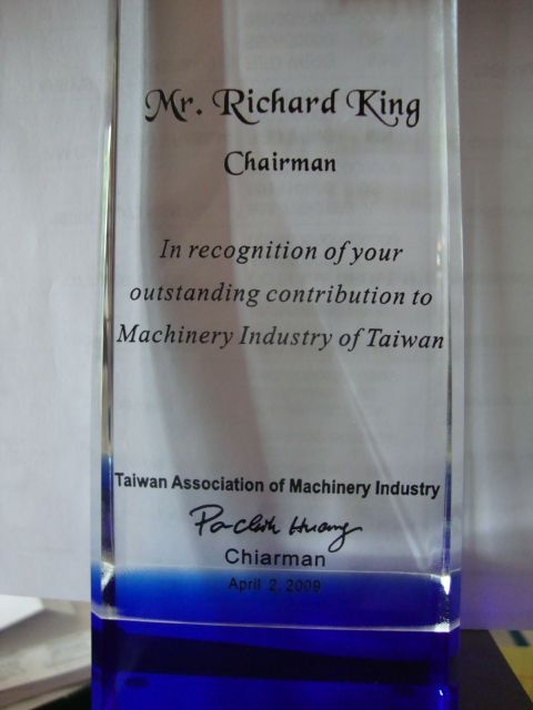 Tami award 2
Award I received from Taiwan Machine Builders Association TAMI